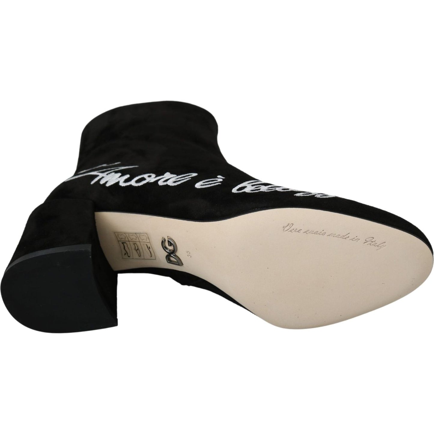 Dolce & Gabbana Black Suede L'Amore E'Bellezza Boots Shoes Dolce & Gabbana