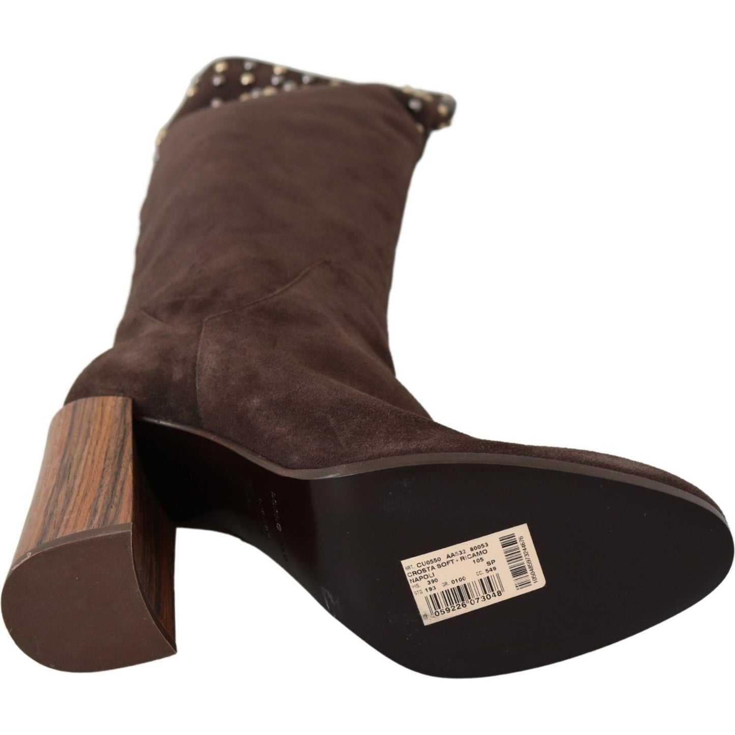 Dolce & Gabbana Brown Suede Studded Knee High Shoes Boots Dolce & Gabbana