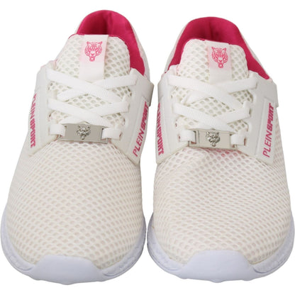Philipp Plein White Pink Polyester Becky Sneakers Shoes Philipp Plein
