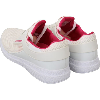 Philipp Plein White Pink Polyester Becky Sneakers Shoes Philipp Plein