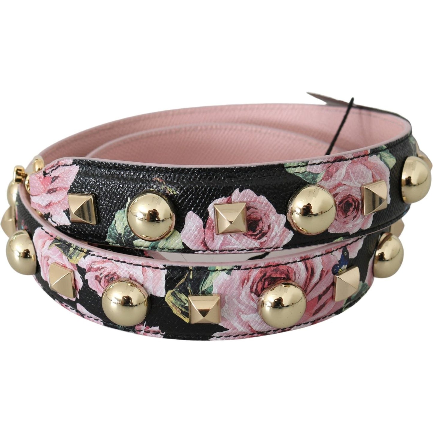 Dolce & Gabbana Pink Floral Leather Stud Accessory Shoulder Strap Dolce & Gabbana