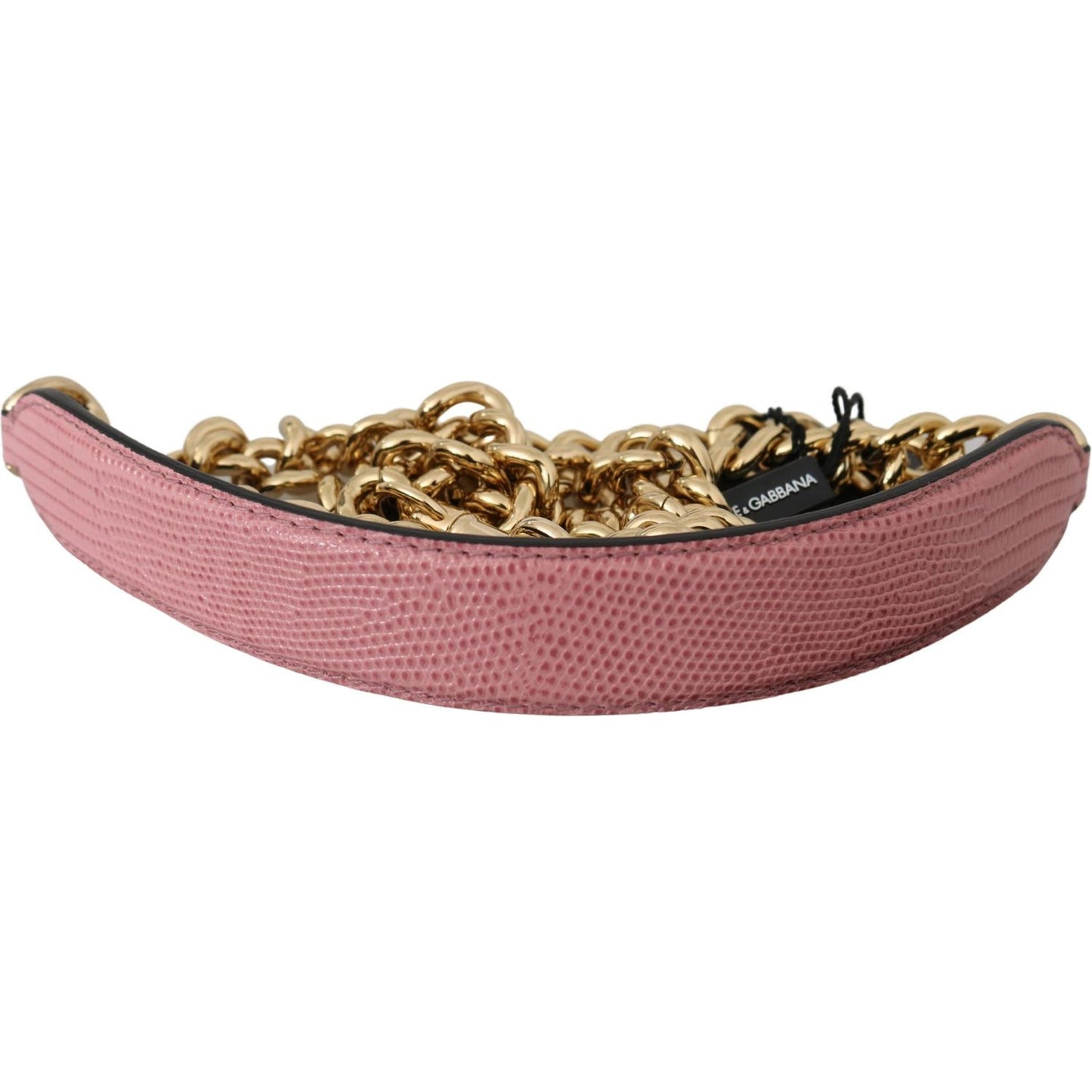 Dolce & Gabbana Pink Leather Gold Chain Accessory Shoulder Strap Dolce & Gabbana