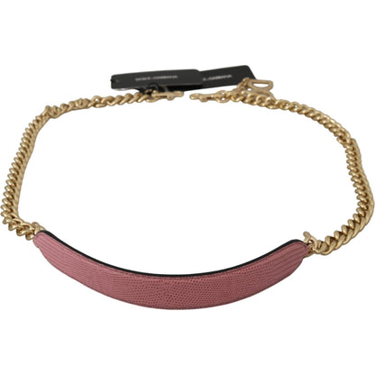 Dolce & Gabbana Pink Leather Gold Chain Accessory Shoulder Strap Dolce & Gabbana