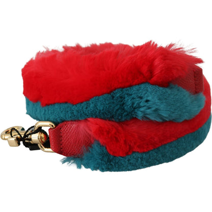 Dolce & Gabbana Red Blue Rabbit Fur Leather Shoulder Strap Dolce & Gabbana