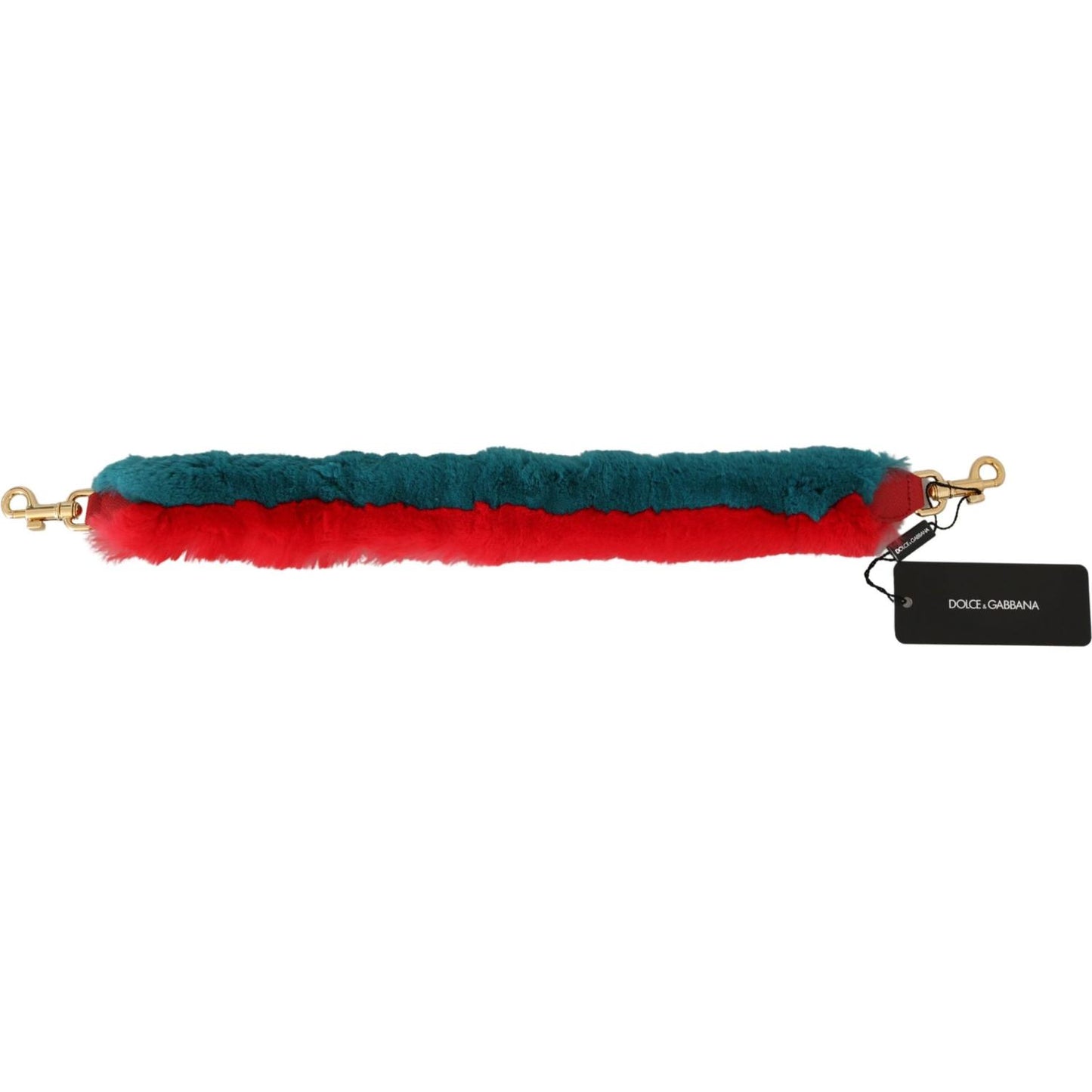 Dolce & Gabbana Red Blue Rabbit Fur Leather Shoulder Strap Dolce & Gabbana