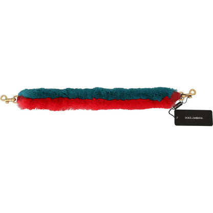 Dolce & Gabbana Red Blue Rabbit Fur Leather Shoulder Strap Dolce & Gabbana