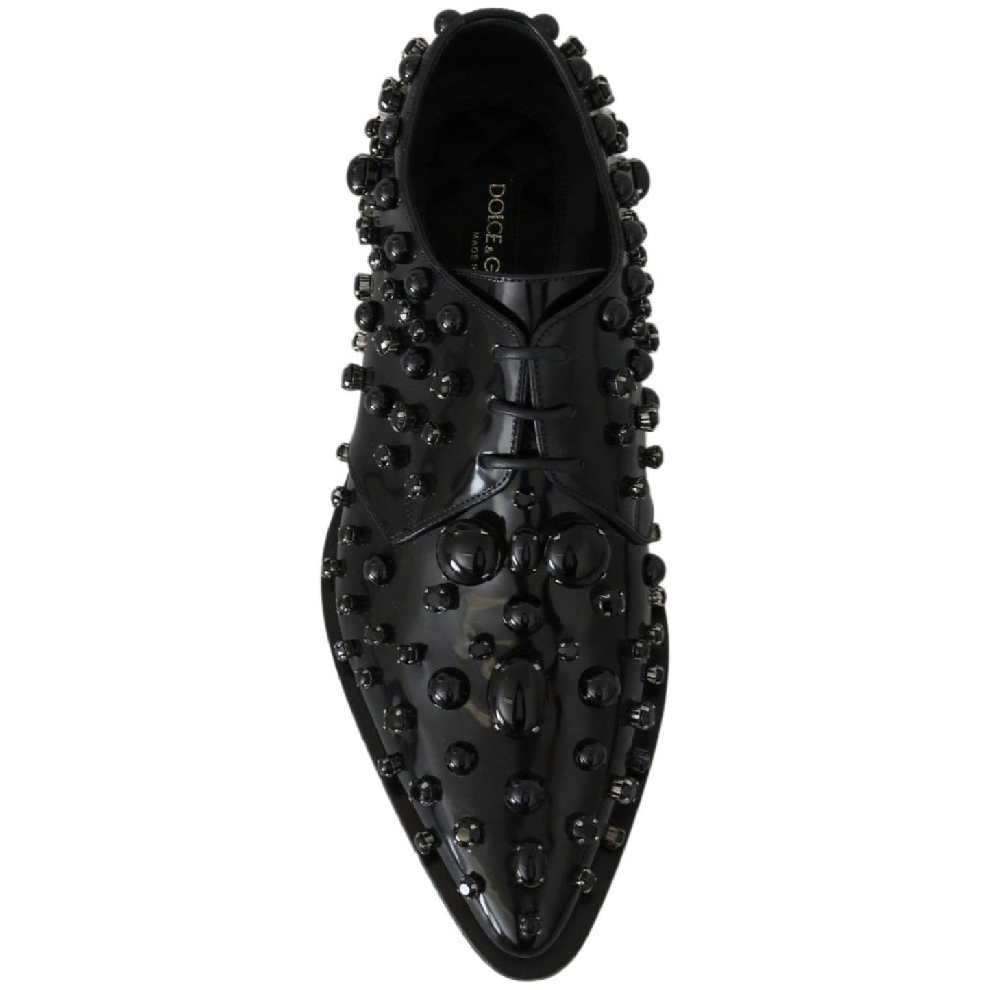 Dolce & Gabbana Black Leather Crystals Dress Broque Shoes Dolce & Gabbana