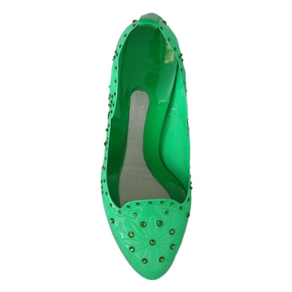 Dolce & Gabbana Green Crystal Floral CINDERELLA Heels Shoes
