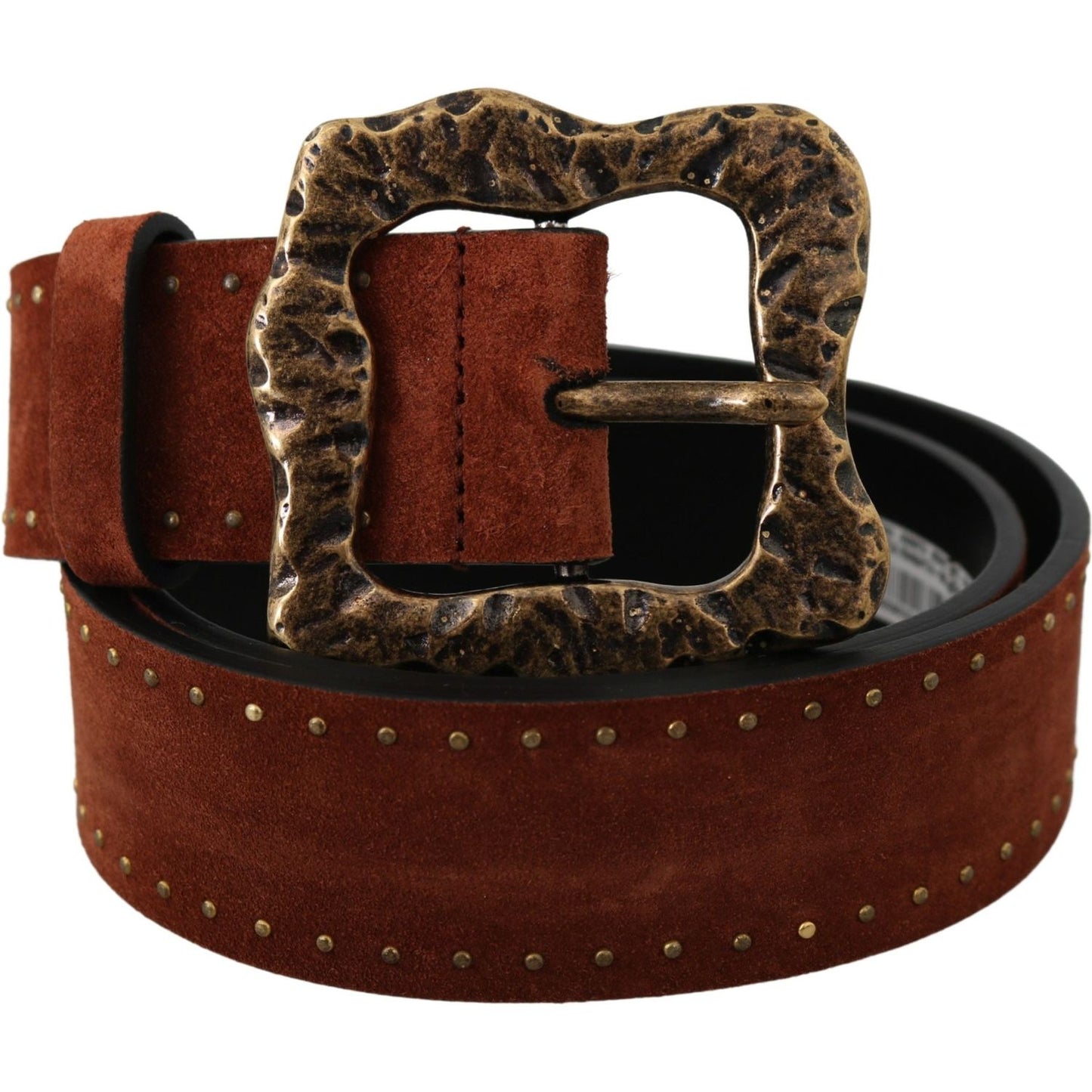 Dolce & Gabbana Brown Suede Leather Studded Baroque Belt Dolce & Gabbana
