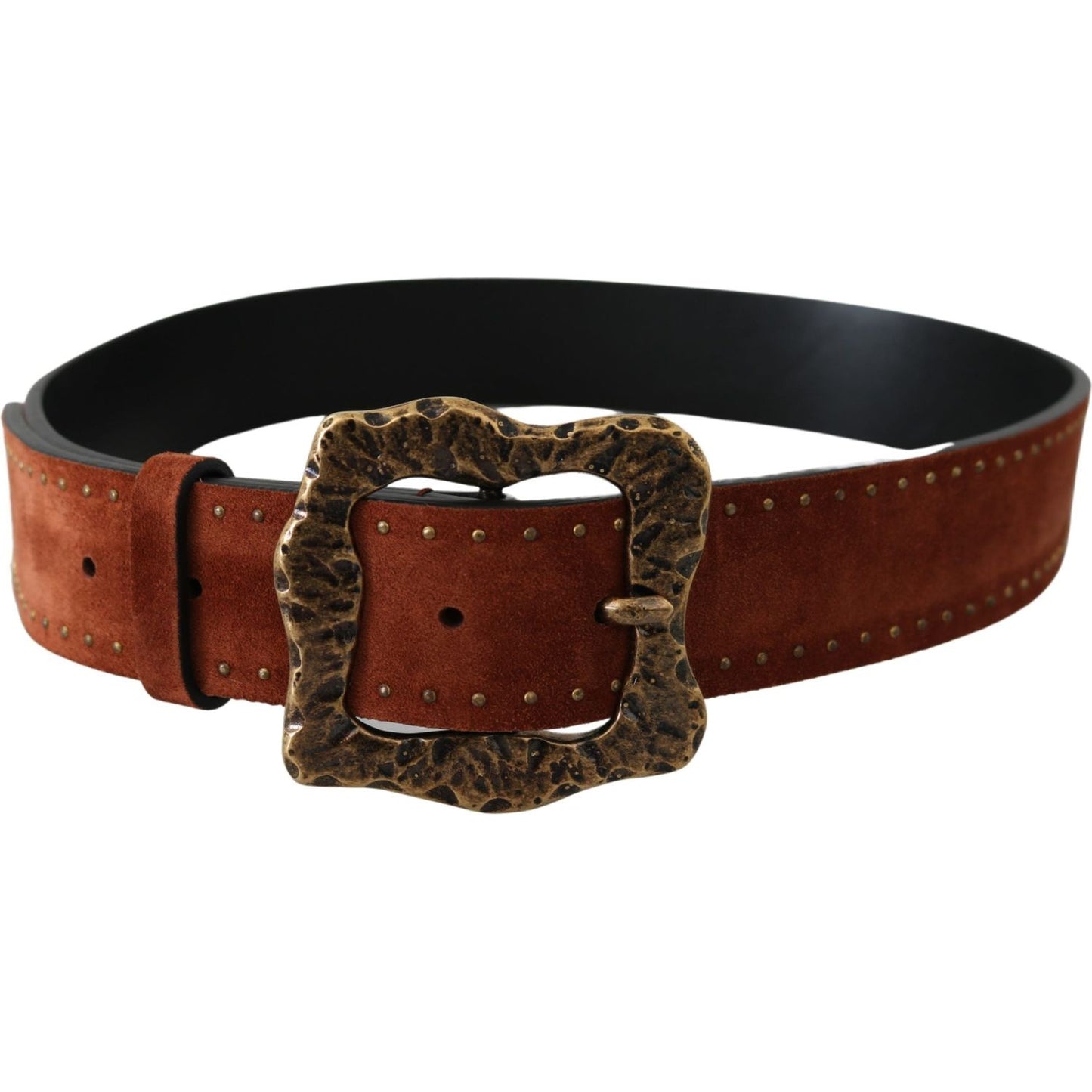 Dolce & Gabbana Brown Suede Leather Studded Baroque Belt Dolce & Gabbana