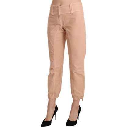 Ermanno Scervino Beige Mid Waist Cropped Cotton Trouser Pants Ermanno Scervino
