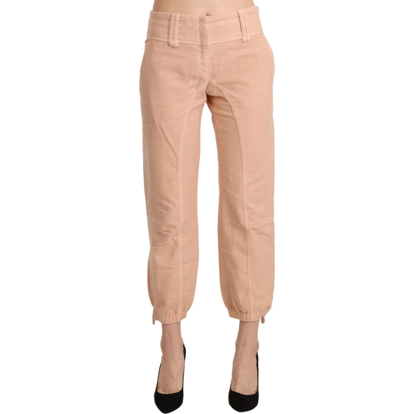Ermanno Scervino Beige Mid Waist Cropped Cotton Trouser Pants Ermanno Scervino