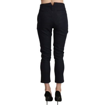 Ermanno Scervino Black High Waist Capri Cropped Cotton Pants Ermanno Scervino