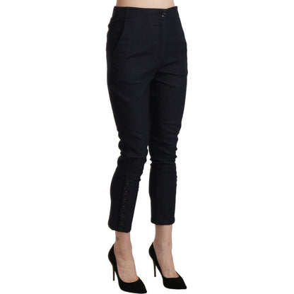 Ermanno Scervino Black High Waist Capri Cropped Cotton Pants Ermanno Scervino