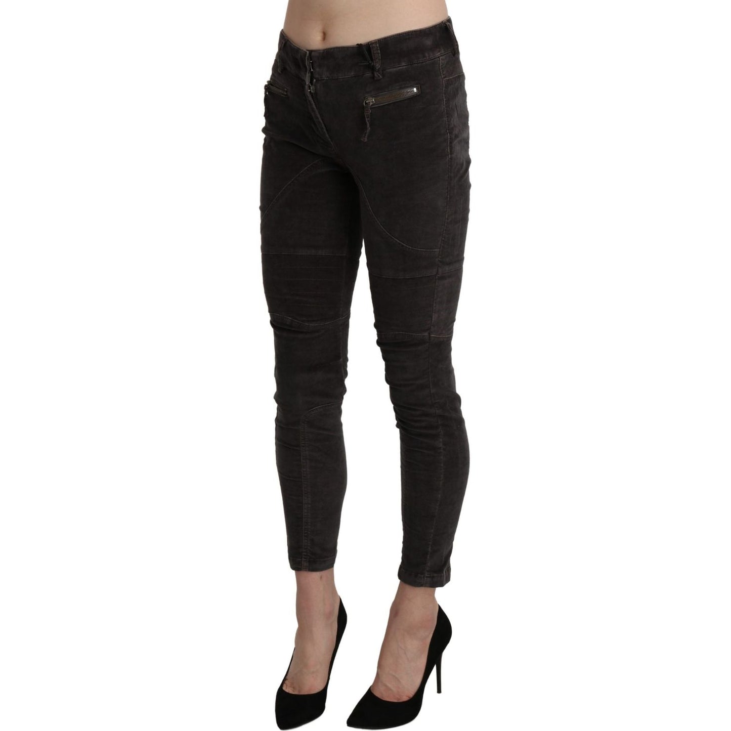 Ermanno Scervino Brown Velvet Capri Cropped Cotton Pants Ermanno Scervino