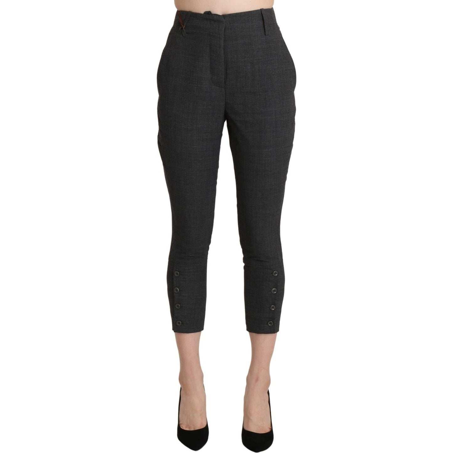 Ermanno Scervino Gray High Waist Capri Cropped Cotton Pants Ermanno Scervino