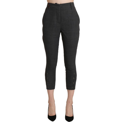 Ermanno Scervino Gray High Waist Capri Cropped Cotton Pants Ermanno Scervino