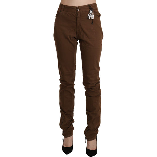 Ermanno Scervino Brown High Waist Skinny Trouser Cotton Pants Ermanno Scervino