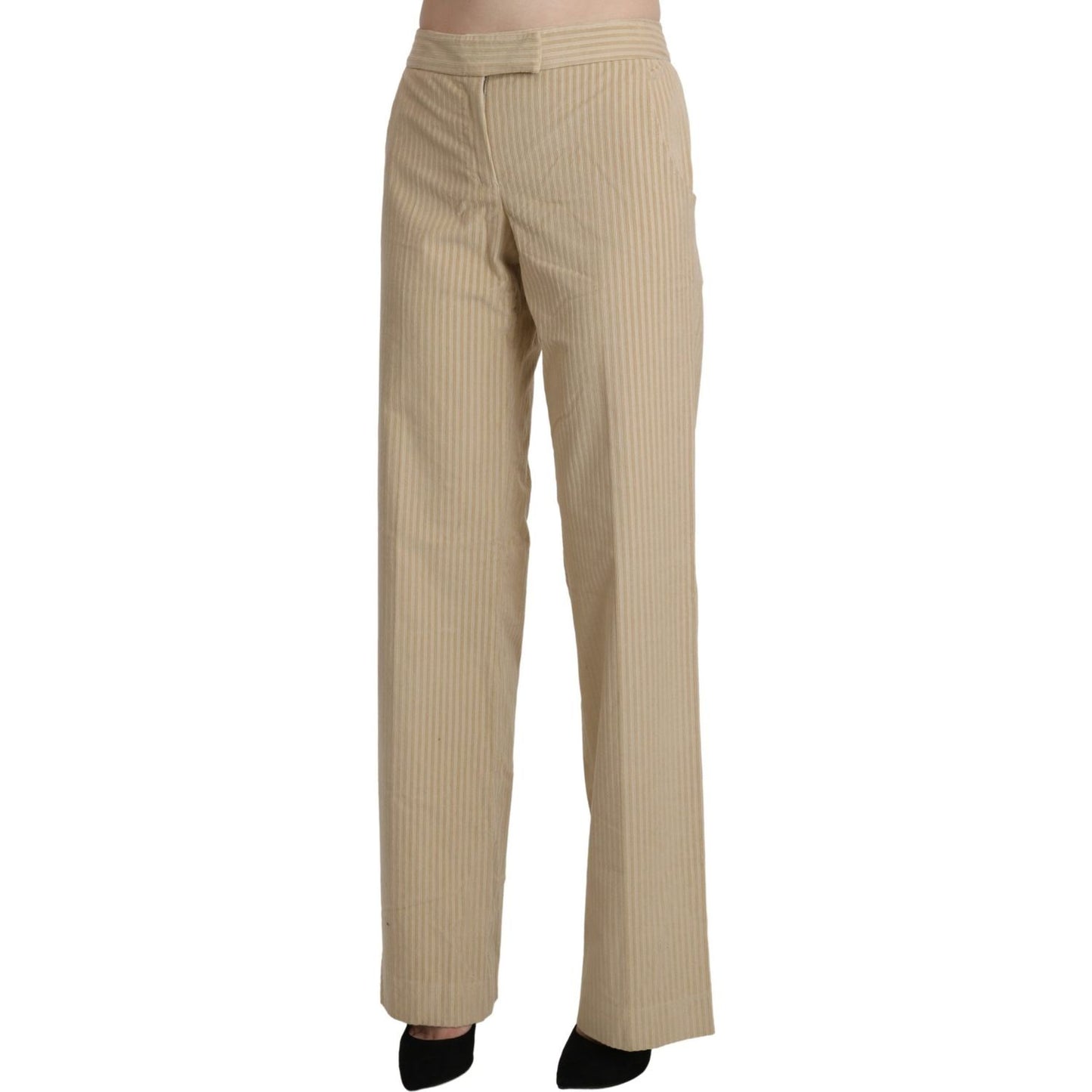 Ermanno Scervino Beige High Waist Flared Wide Leg Trouser Pants Ermanno Scervino