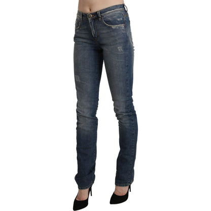 Ermanno Scervino Blue Washed Mid Waist Skinny Denim Jeans Ermanno Scervino