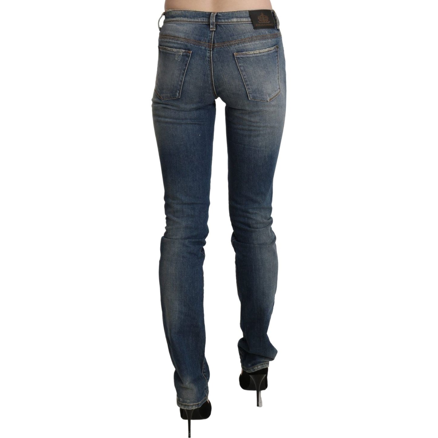 Ermanno Scervino Blue Washed Mid Waist Skinny Denim Jeans Ermanno Scervino
