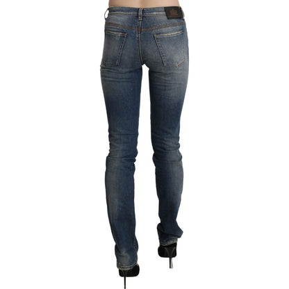 Ermanno Scervino Blue Washed Mid Waist Skinny Denim Jeans Ermanno Scervino