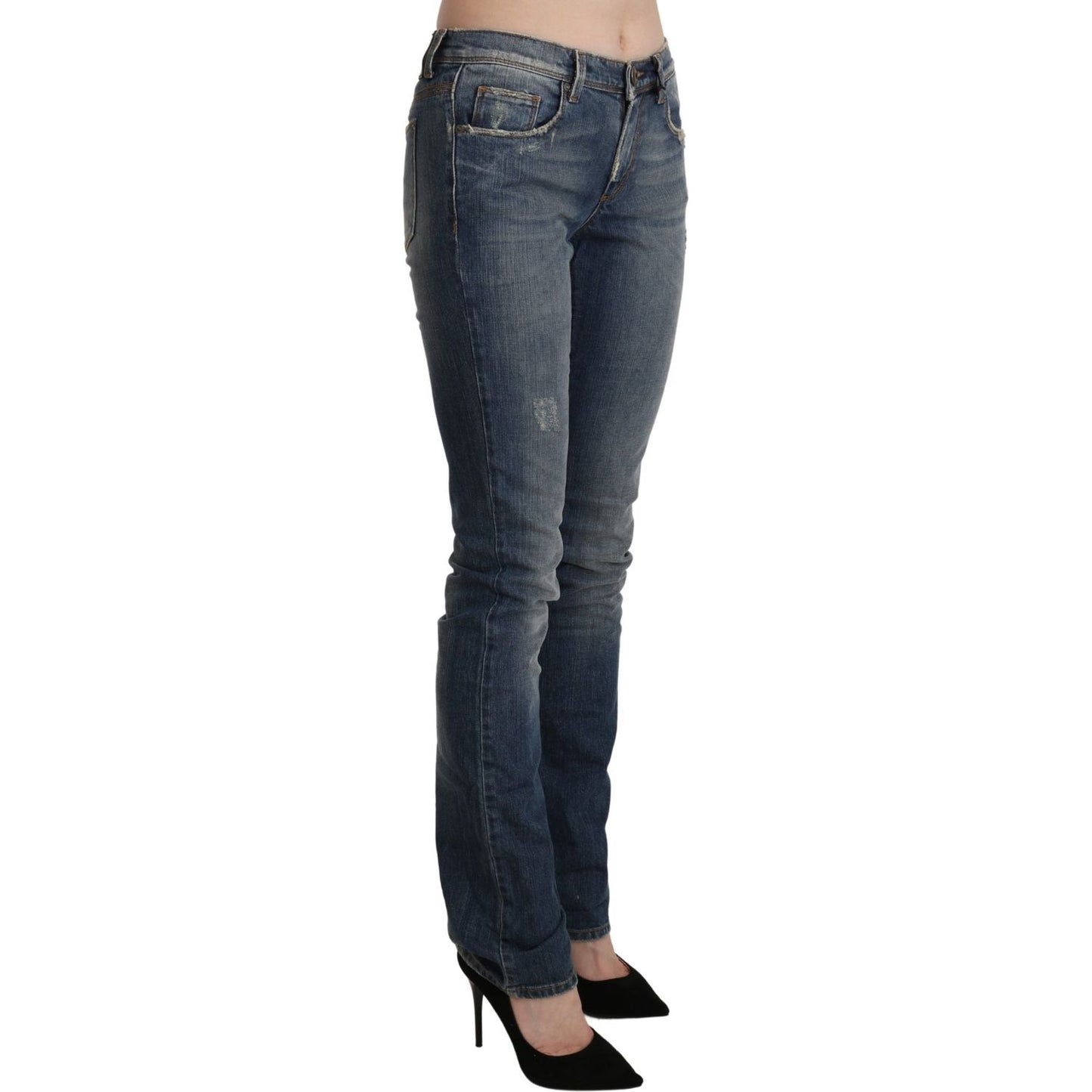 Ermanno Scervino Blue Washed Mid Waist Skinny Denim Jeans Ermanno Scervino