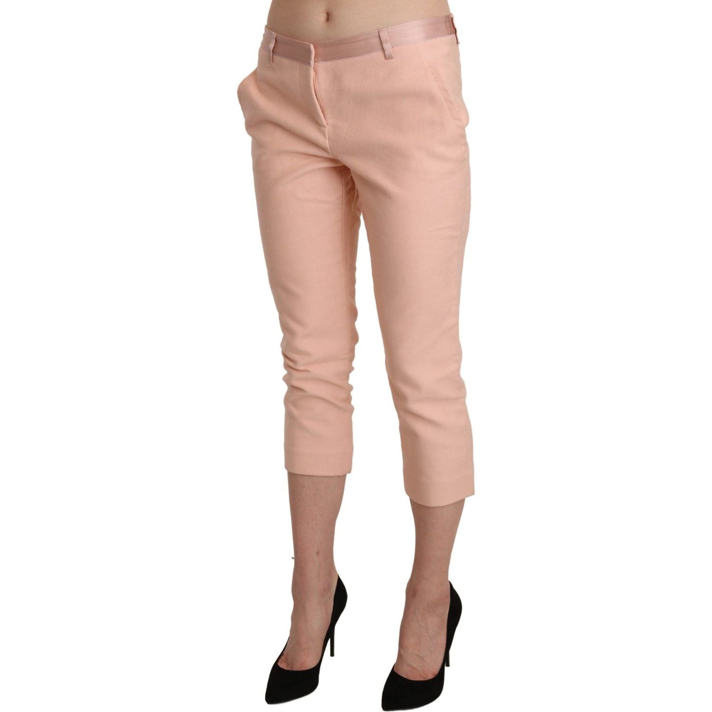 Ermanno Scervino Pink Low Waist Skinny Cropped Capri Pants Ermanno Scervino