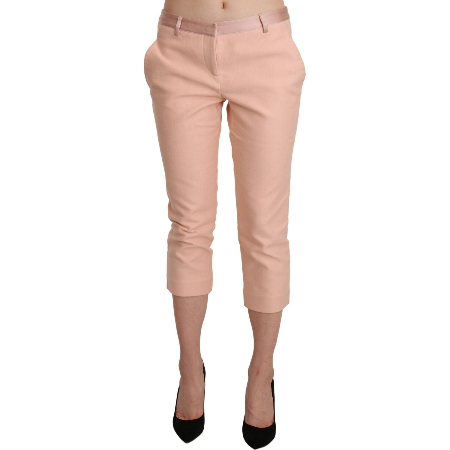 Ermanno Scervino Pink Low Waist Skinny Cropped Capri Pants