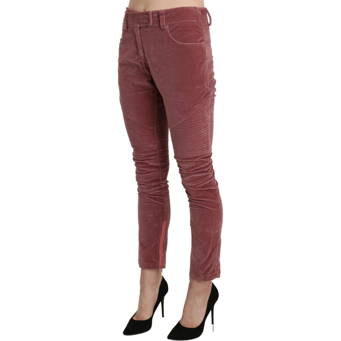 Ermanno Scervino Red Mid Waist Skinny Cotton Pants Ermanno Scervino