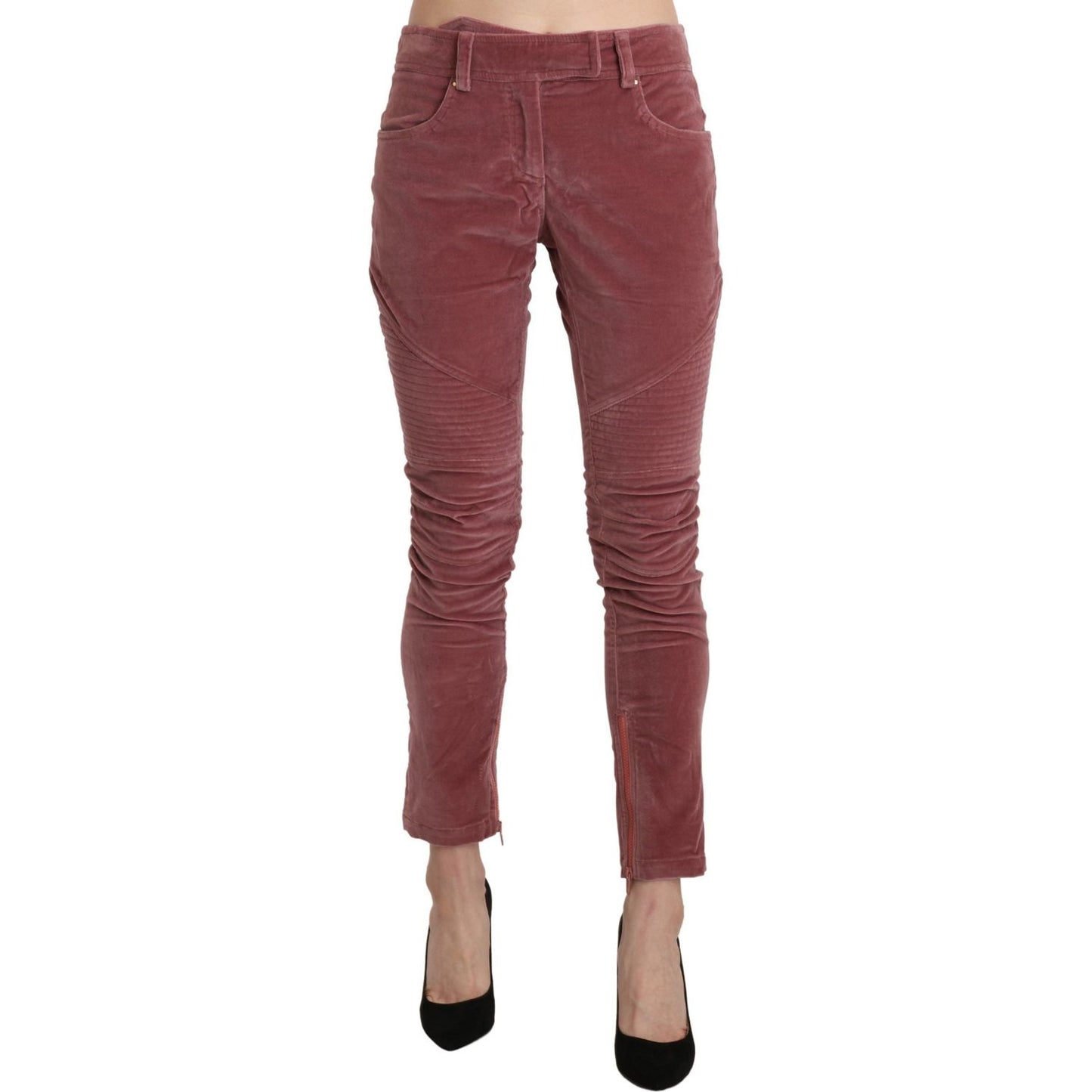 Ermanno Scervino Red Mid Waist Skinny Cotton Pants Ermanno Scervino