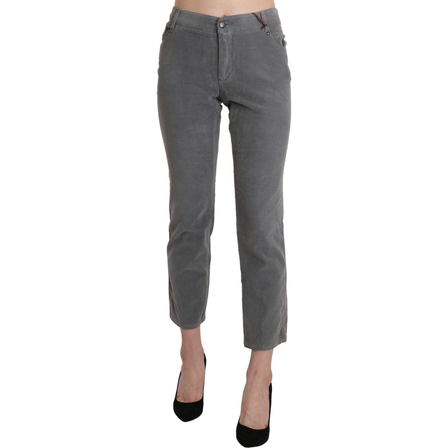 Ermanno Scervino Gray Cropped Cotton Stretch Trouser Pants Ermanno Scervino