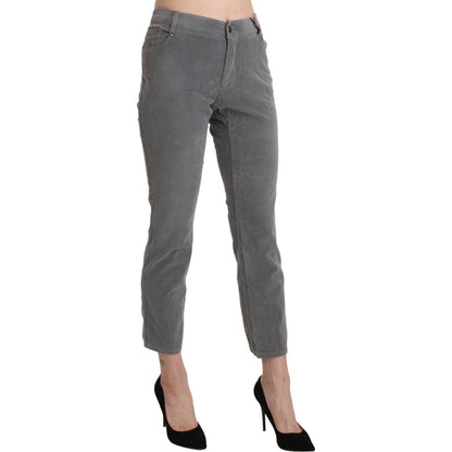 Ermanno Scervino Gray Cropped Cotton Stretch Trouser Pants Ermanno Scervino