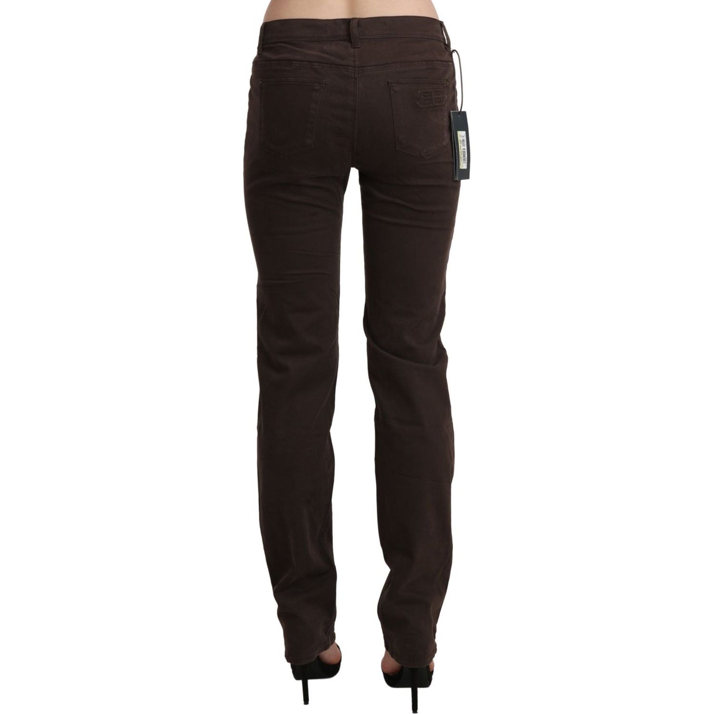 Ermanno Scervino Brown Mid Waist Skinny Slim Trouser Cotton Jeans Ermanno Scervino