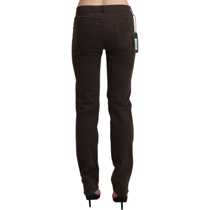 Ermanno Scervino Brown Mid Waist Skinny Slim Trouser Cotton Jeans Ermanno Scervino