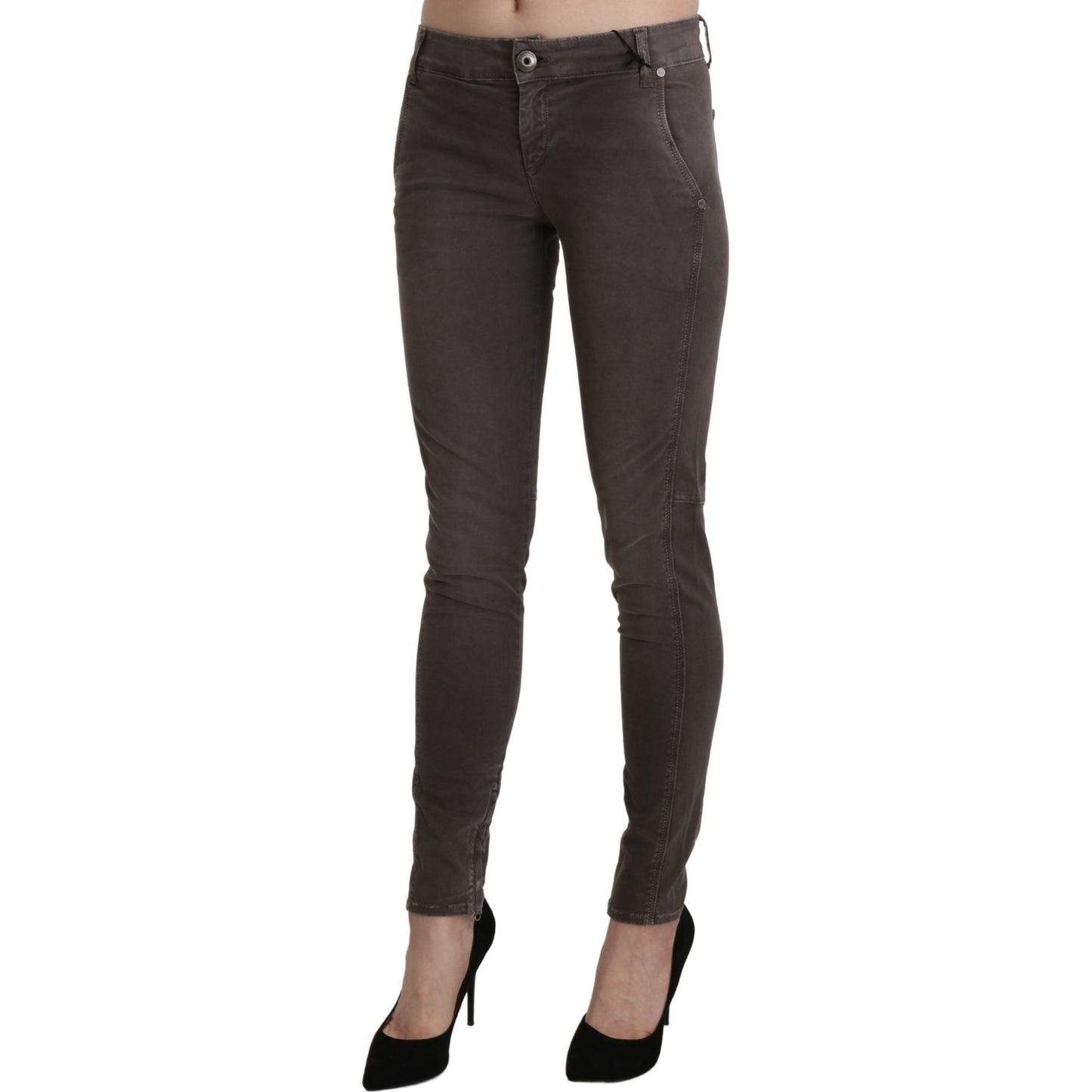 Ermanno Scervino Brown Low Waist Skinny Slim Trouser Cotton Jeans Ermanno Scervino