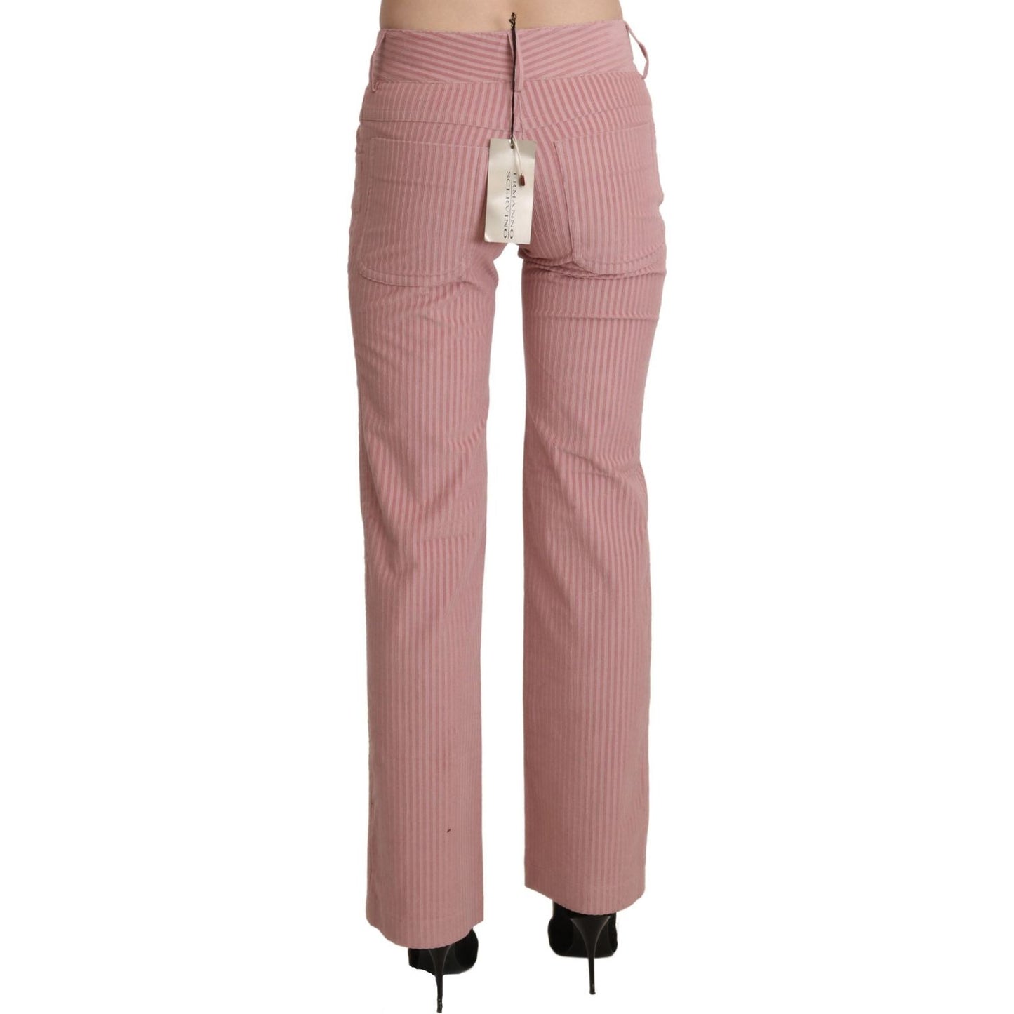 Ermanno Scervino Pink Mid Waist Straight Trouser Cotton Pants Ermanno Scervino