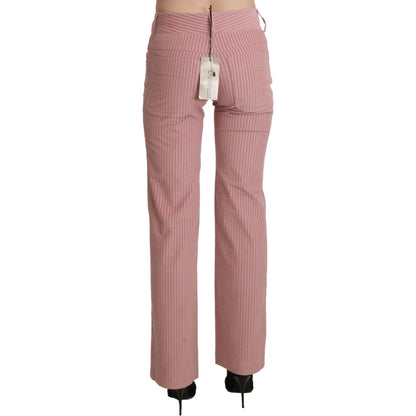 Ermanno Scervino Pink Mid Waist Straight Trouser Cotton Pants Ermanno Scervino