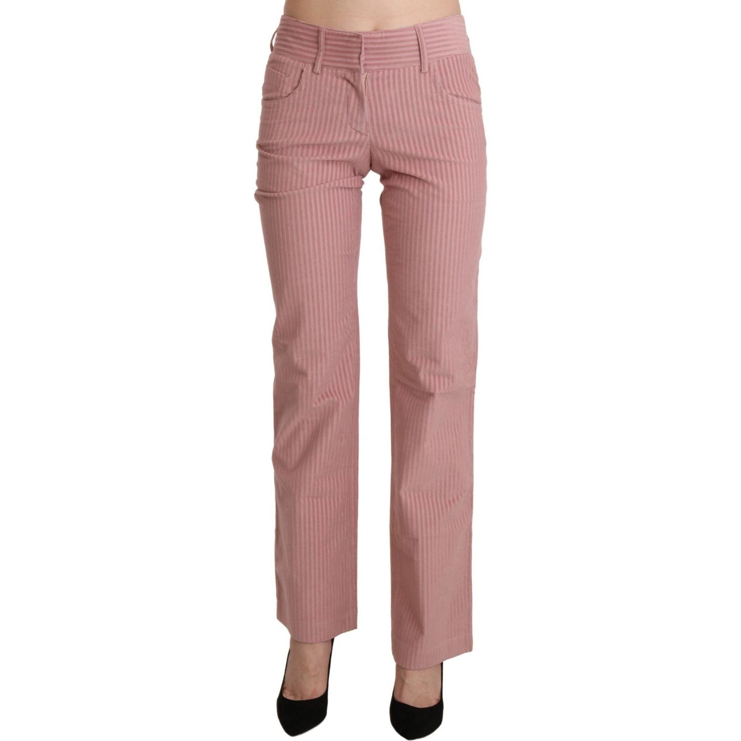 Ermanno Scervino Pink Mid Waist Straight Trouser Cotton Pants Ermanno Scervino