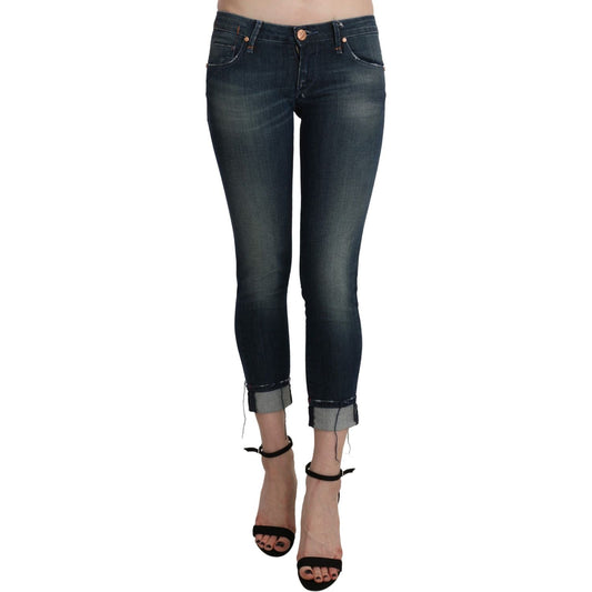 Acht Blue Washed Low Waist Skinny Cropped Denim pant