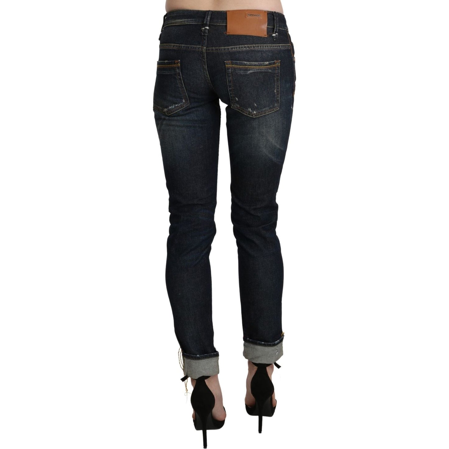 Acht Blue Washed Low Waist Skinny Cropped Denim Pant Jeans & Pants