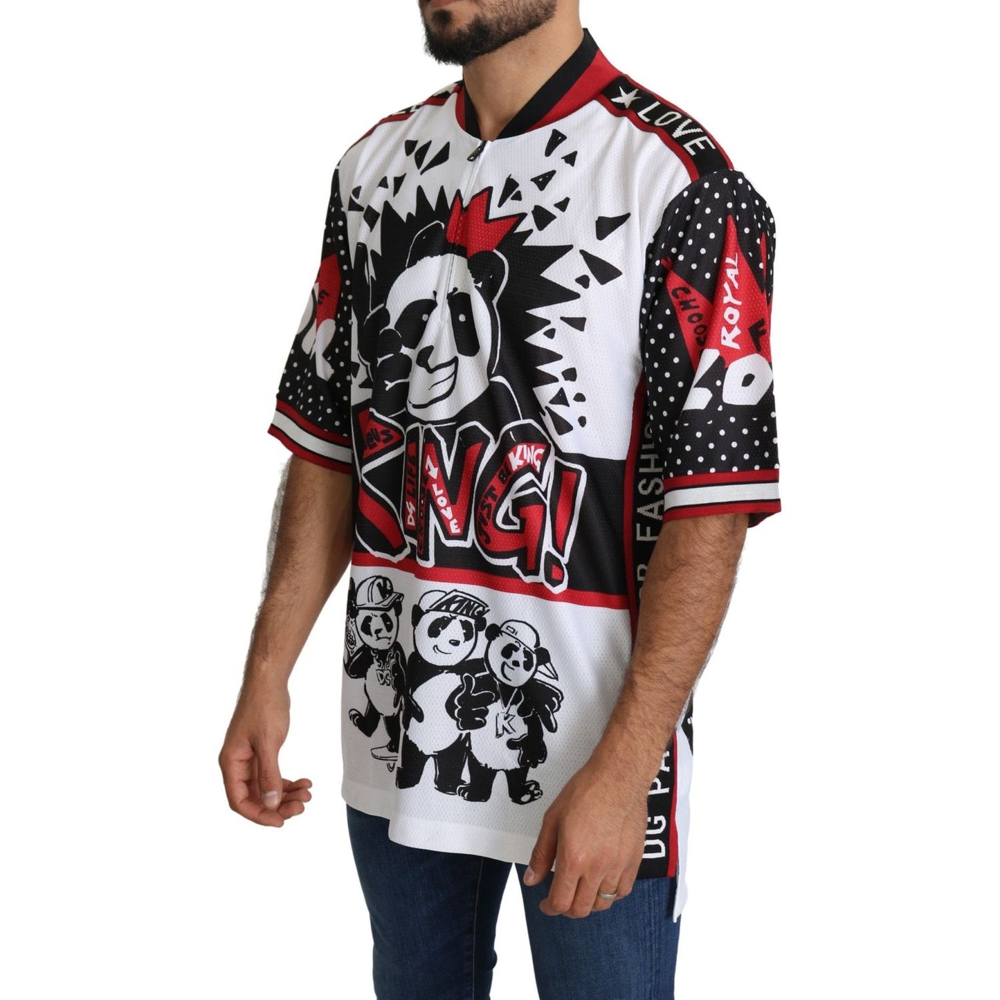 Dolce & Gabbana White King Panda Top Polyester Mens T-shirt Dolce & Gabbana