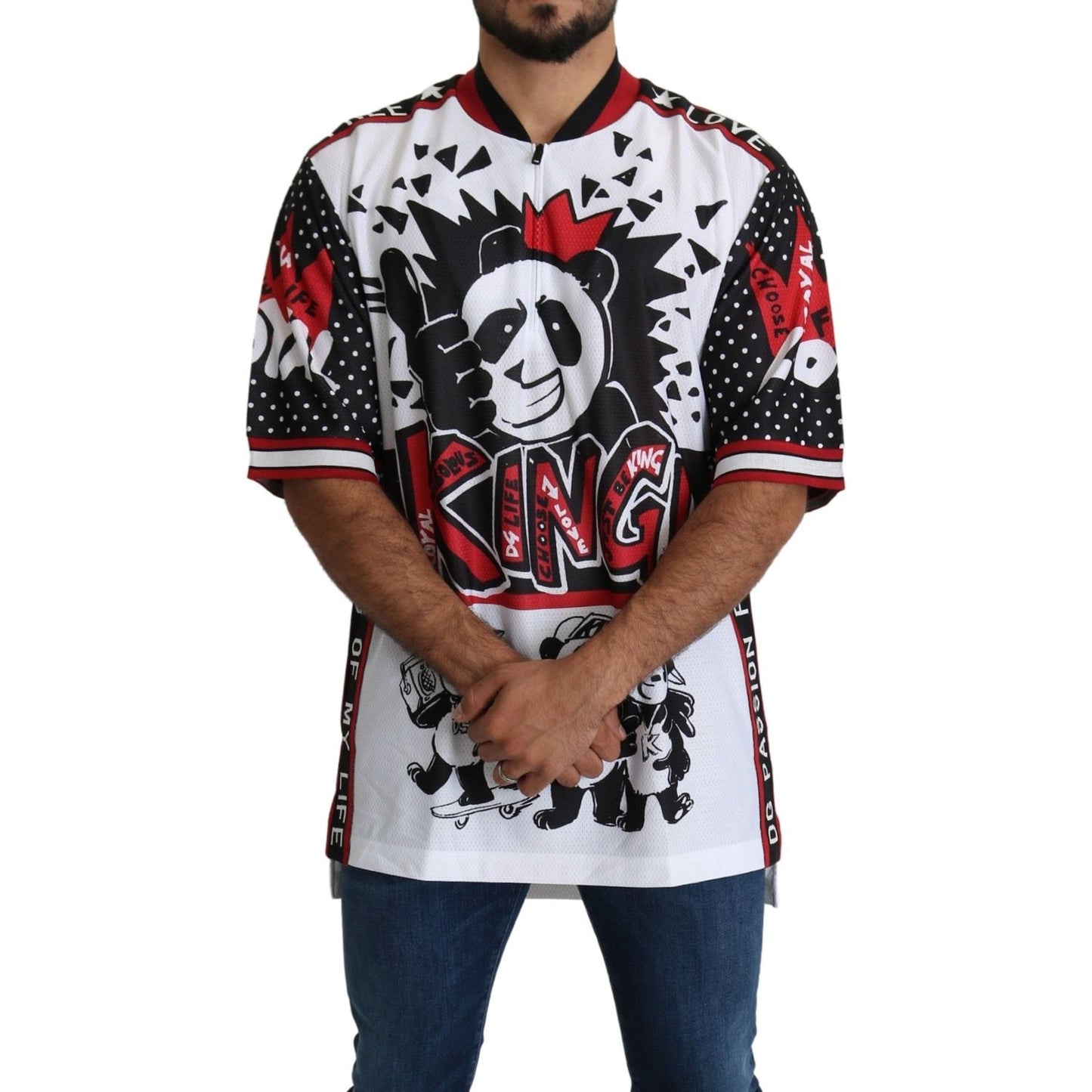 Dolce & Gabbana White King Panda Top Polyester Mens T-shirt Dolce & Gabbana