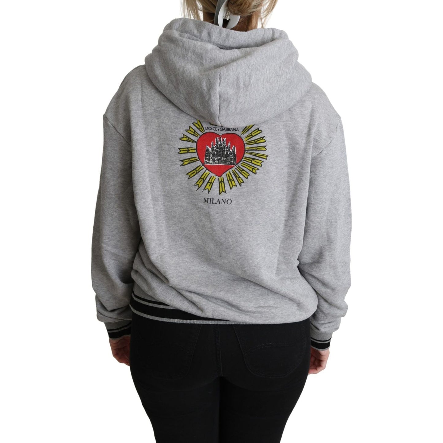 Dolce & Gabbana Gray Printed Hooded Exclusive Logo Sweater Dolce & Gabbana