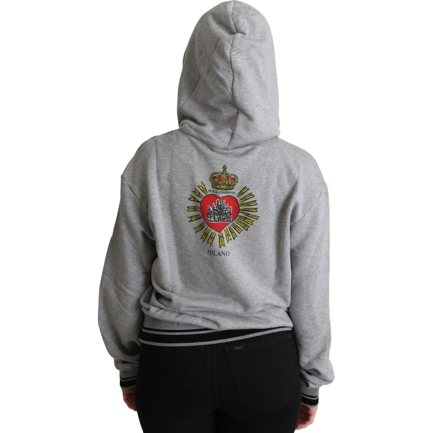 Dolce & Gabbana Gray Printed Hooded Exclusive Logo Sweater Dolce & Gabbana