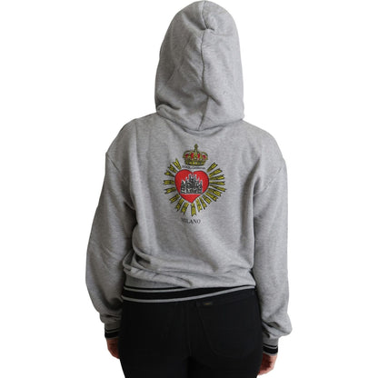 Dolce & Gabbana Gray Printed Hooded Exclusive Logo Sweater Dolce & Gabbana