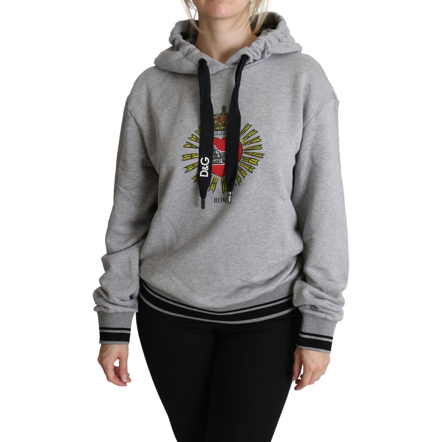 Dolce & Gabbana Gray Printed Hooded Exclusive Logo Sweater Dolce & Gabbana
