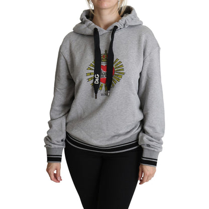 Dolce & Gabbana Gray Printed Hooded Exclusive Logo Sweater Dolce & Gabbana