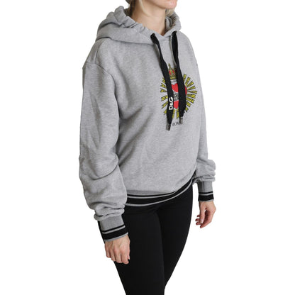 Dolce & Gabbana Gray Printed Hooded Exclusive Logo Sweater Dolce & Gabbana