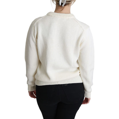 Dolce & Gabbana White Floral Wool Pullover Sunflower Sweater Dolce & Gabbana